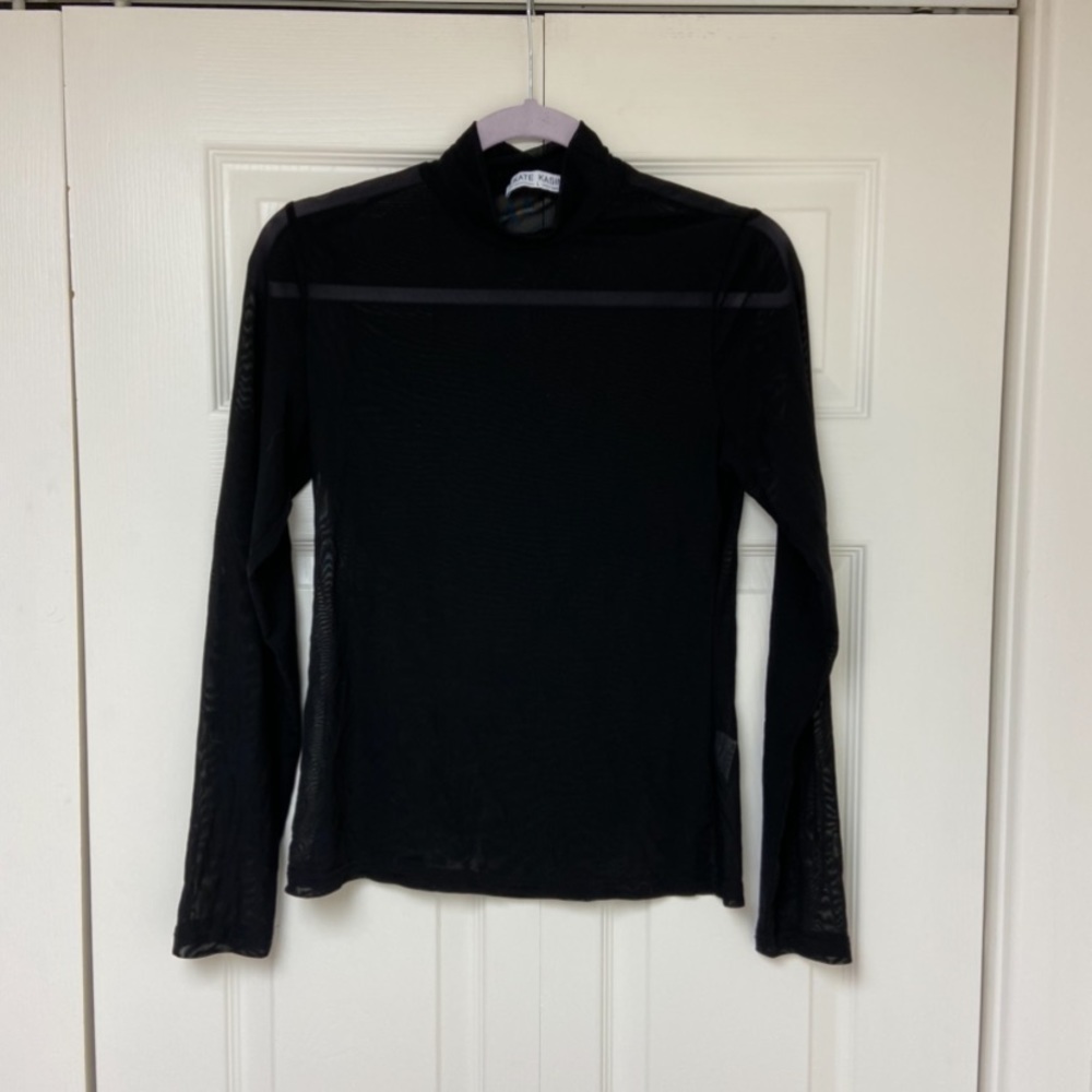 Kate Kasin mesh turtle neck long sleeve shirt
